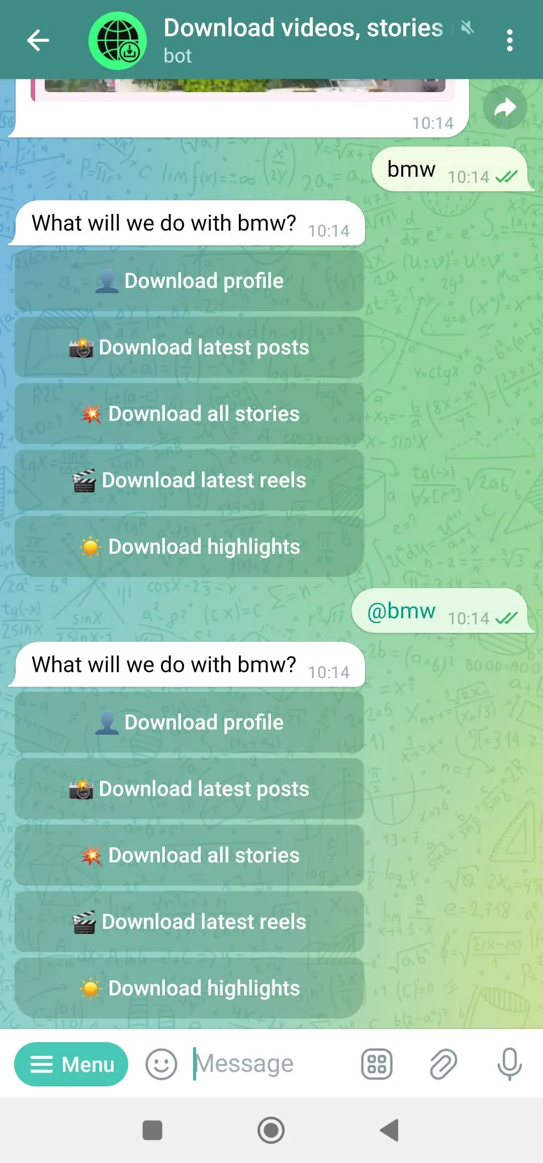 Instagram profile actions