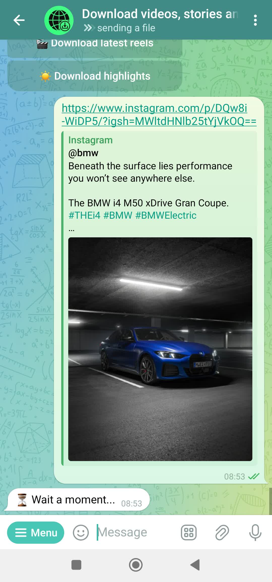 Send link to bot and receive content