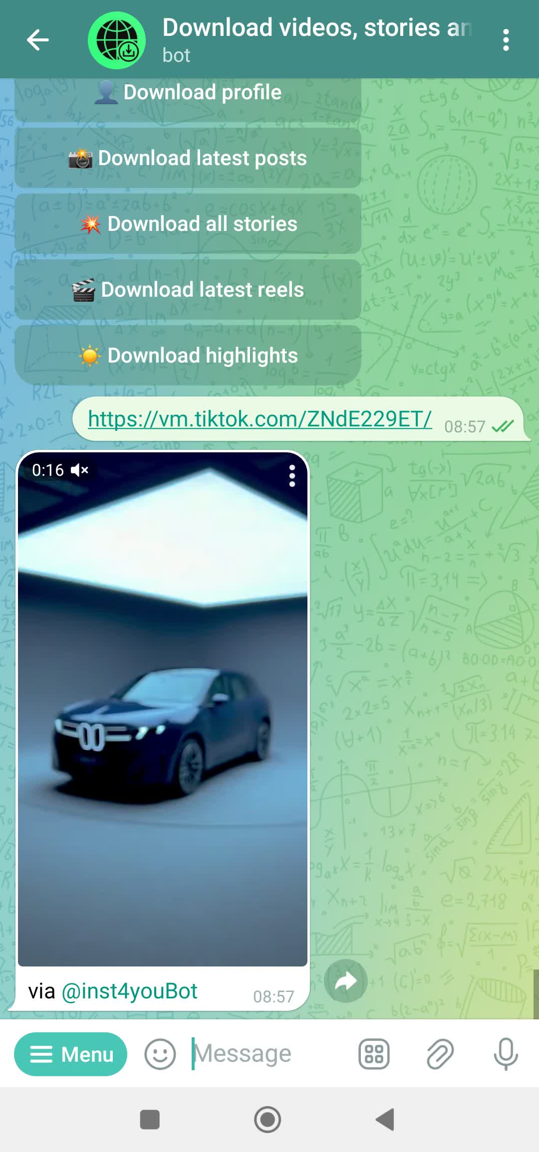 Send link to bot and receive video